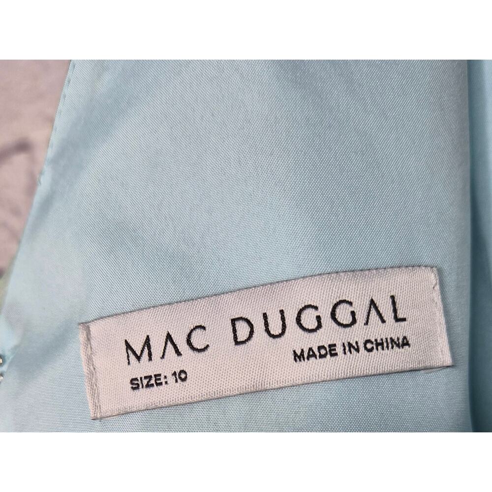 NWT Mac Duggal Ieena Blue Floral Chiffon Waterfall Ruffle Hem Gown Size 10 prom - Picture 7 of 11